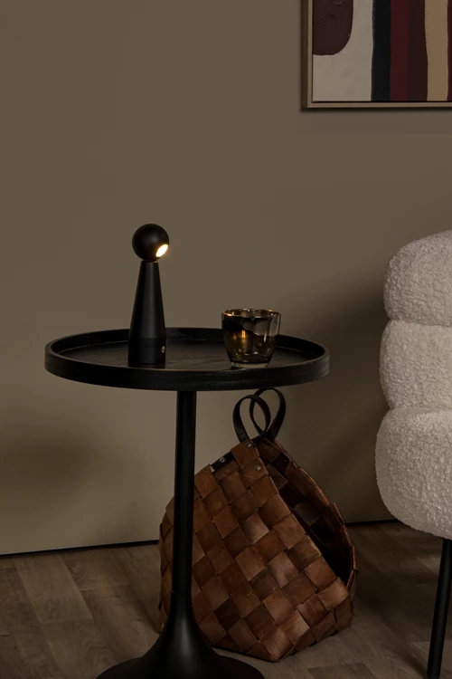 Lucide IPSOS - Lampe de table Rechargeable - Batterie/Piles - LED Dim. - 1x3W 2700K - Noir - ambiance 1